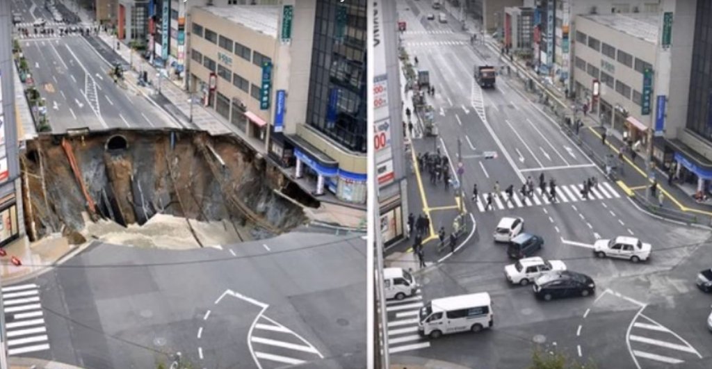  Groapa reparată în timp record în Japonia apare din nou