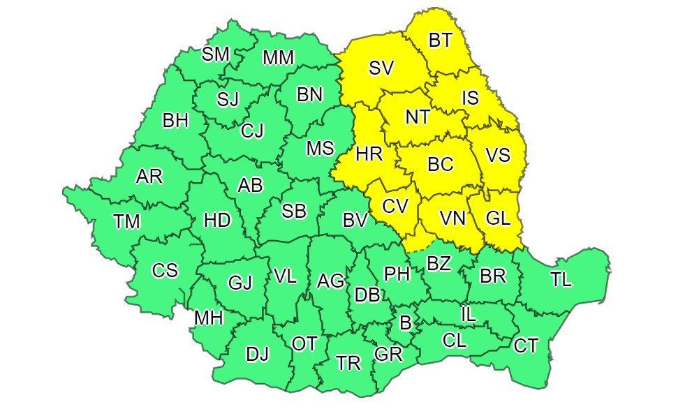  Meteorologii anunţă depuneri de polei în Moldova şi în zona Carpaţilor Orientali