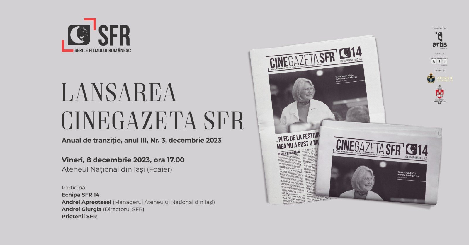  CineGazeta SFR, al treilea număr al publicaţiei despre Festivalului Serile Filmului Românesc, se lansează la Ateneu