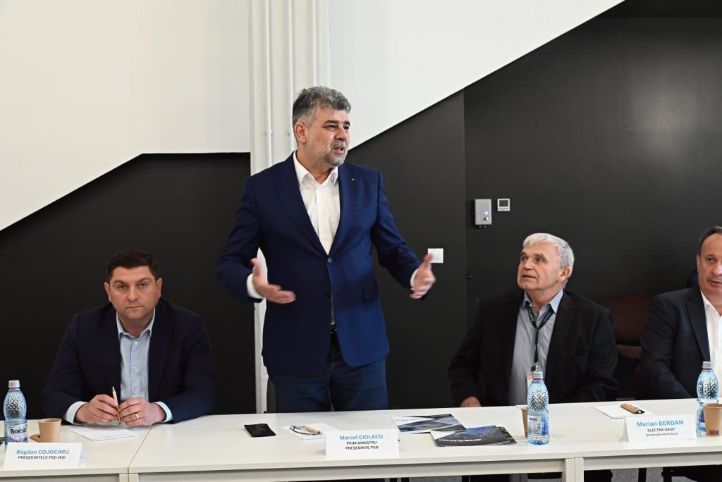 Premierul Marcel Ciolacu, Bogdan Cojocaru și Bogdan Balanișcu, întâlnire cu oamenii de afaceri din Iași (P)