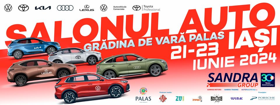 Eveniment unic în piața auto ieșeană: Peste 50 de mașini de la mărci de top expuse în Grădina Palas la Salonul Auto Iași în perioada 21-23 iunie 2024 (P)