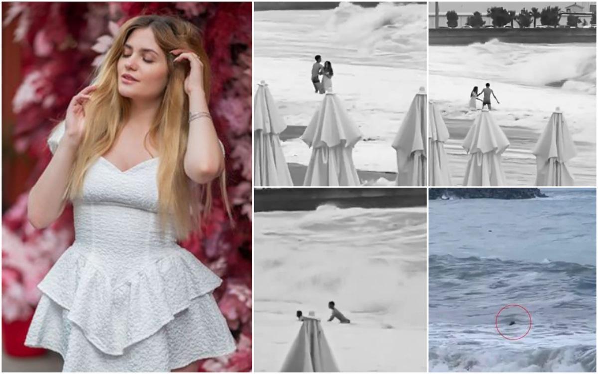 VIDEO Un ultim sărut. Momentul în care o tânără este trasă de valuri spre moarte, în Marea Neagră