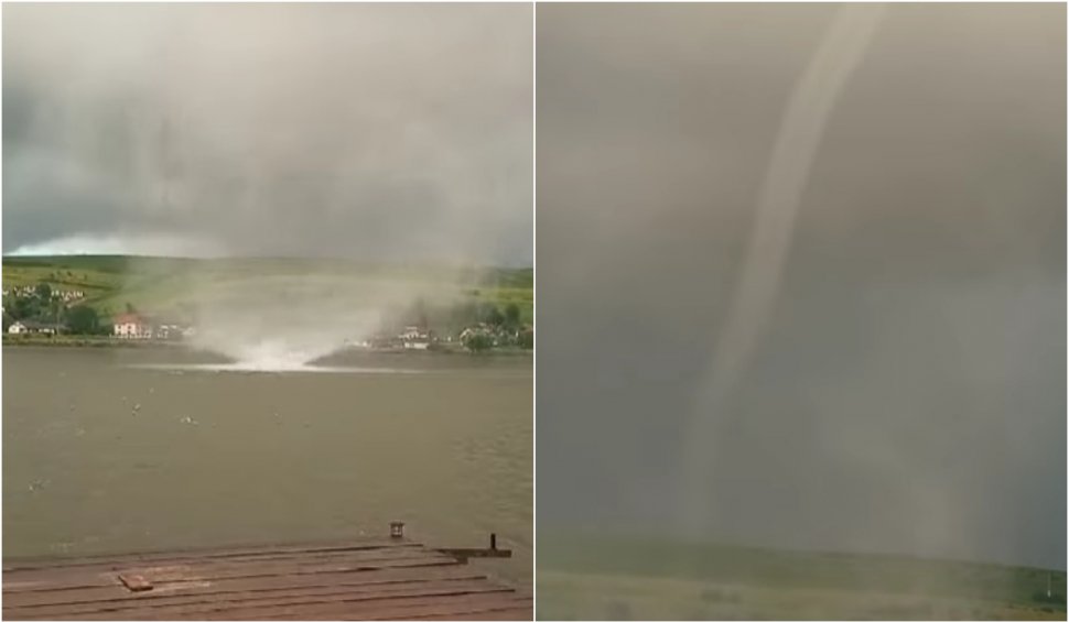 VIDEO Tornadă pe Lacul Mărtinești, Cluj: ”A venit din spate de la cabană și a luat barca pe sus și câteva saltele!