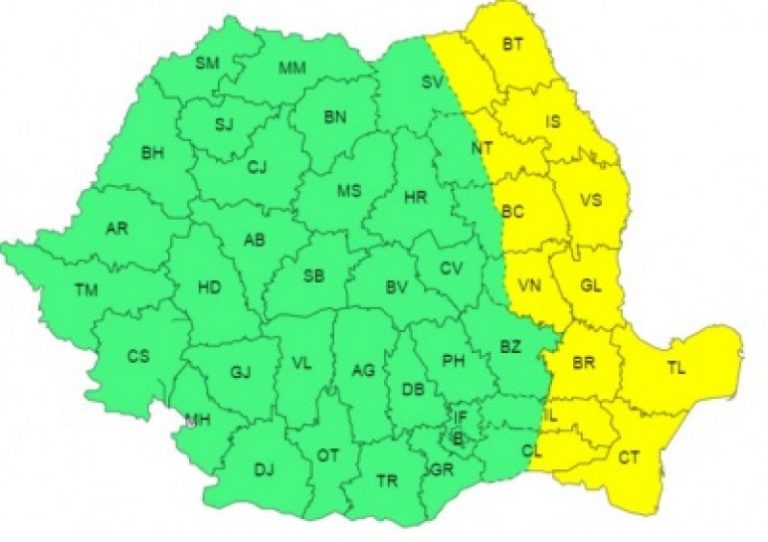 Iașul, ”măturat” de vânt până marți, ora 22. A fost emis Cod galben