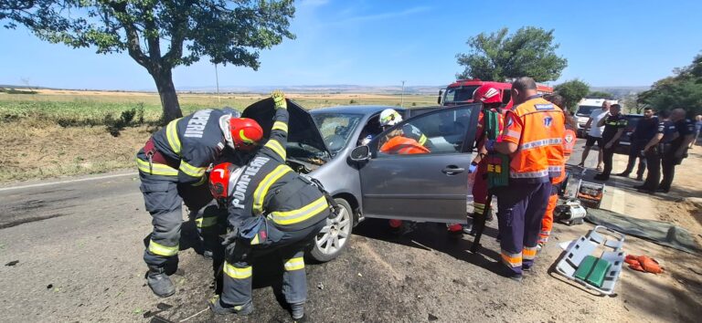 O mașină a lovit violent un copac, lângă Pascani