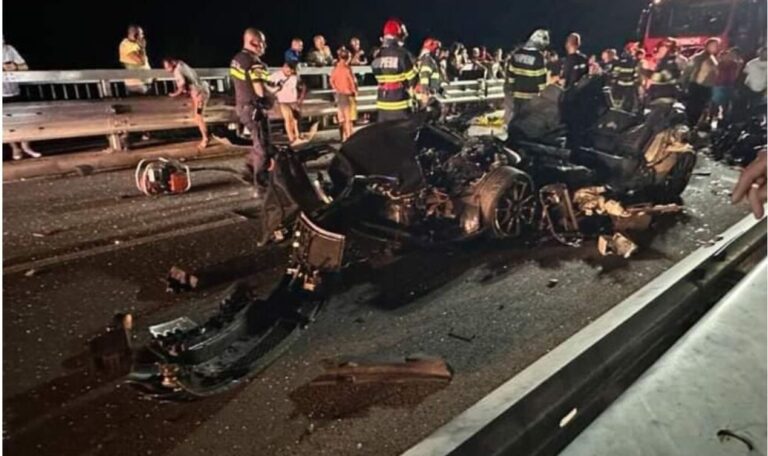 FOTO Accident groaznic pe podul peste Mureș, în Hunedoara. 5 morți după ce șoferul de 22 de ani a făcut o depășire riscantă