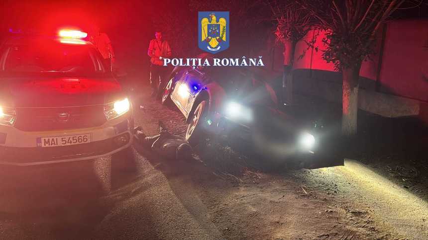  Șofer drogat prins de polițiști după ce aceștia au tras 11 focuri de armă iar el a intrat cu mașina într-un cap de pod
