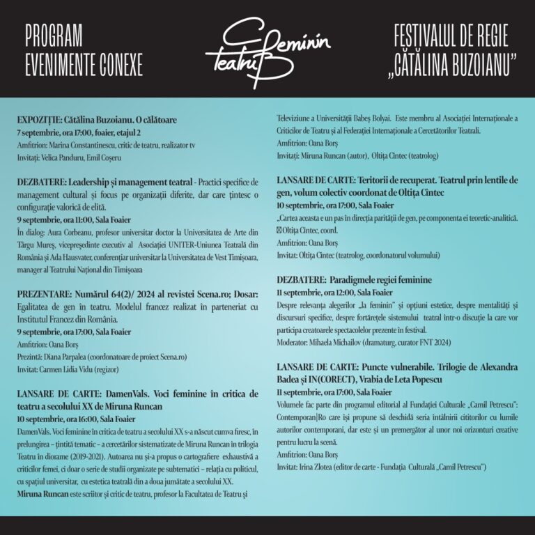 Festival dedicat femeilor regizor are loc la Teatrul Național Iași. Nume grele vor fi prezente aici