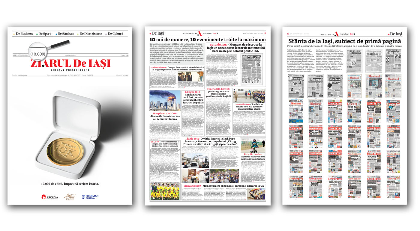 Astăzi publicăm ediția cu numărul 10.000 a Ziarului de Iași. O coincidență de Ziua Sfintei Parascheva