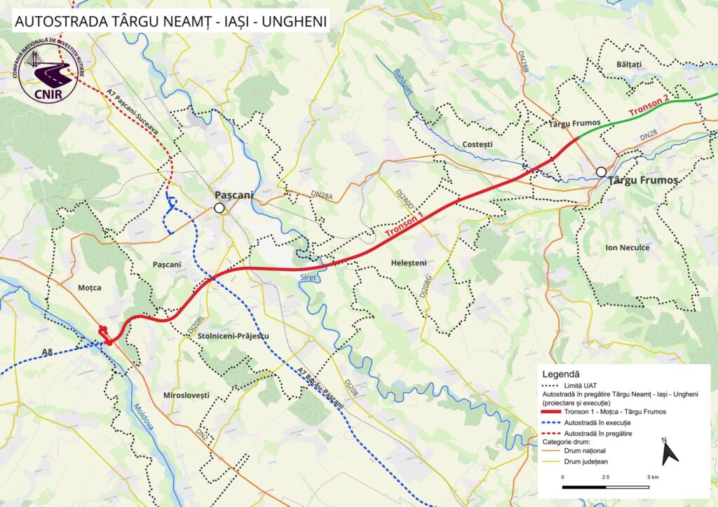  Pe hârtie, Autostrada Unirii (A8) ajunge astăzi la Lețcani. Decizie majoră la CNIR