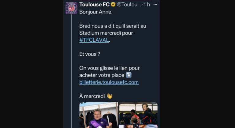 Clubul Toulouse, scuze oficiale după o glumă pe X despre o femeie înşelată de un fals Brad Pitt