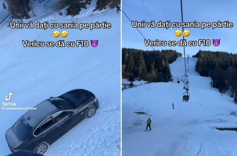 Anchetă după ce un turist cocalar a urcat cu BMW pârtia de schi din Borșa