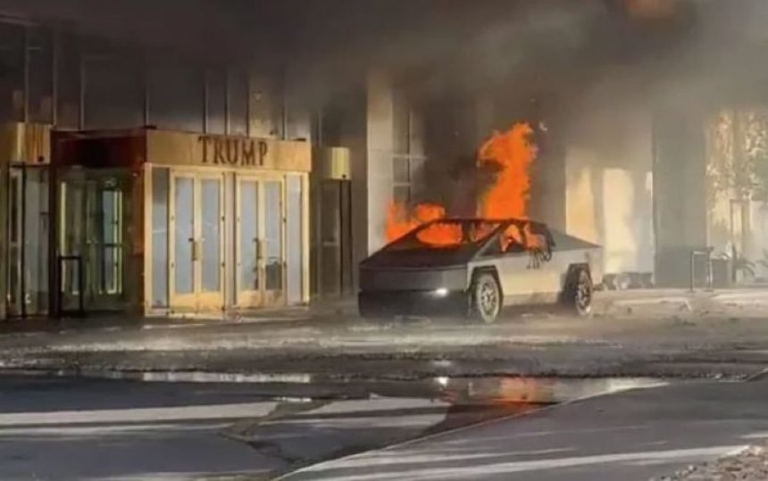 Un autovehicul electric Tesla a explodat în faţa unui hotel deţinut de Trump în Las Vegas omorând un om și rănind alți șapte