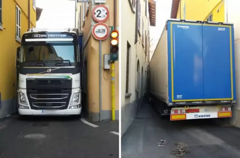 Șoferul a intrat cu TIR-ul pe o alee prea strâmtă și l-a avariat: de ce plătește firma paguba?