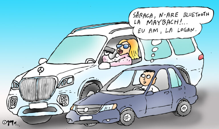 Doamna din Maybach, cu telefonul în mână