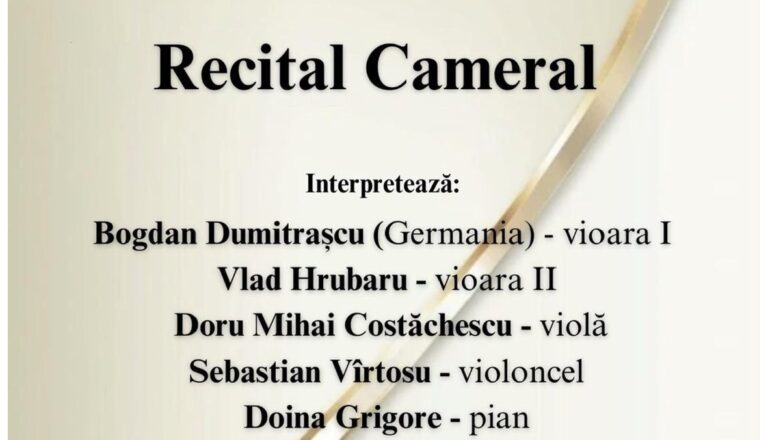 Concert cameral cu violonistul Bogdan Dumitrașcu și profesori universitari ieșeni, la Palatul Culturii