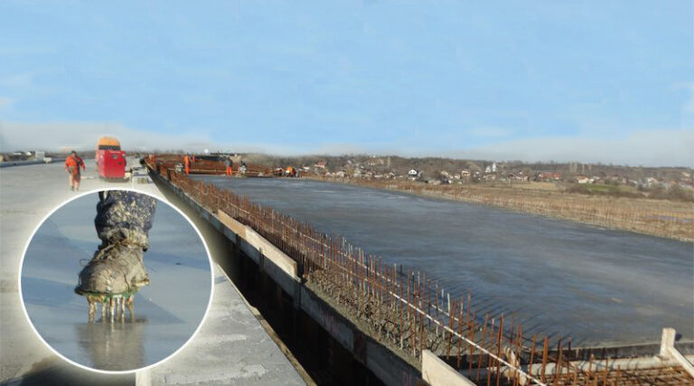 A7: Imagini inedite de pe Autostrada Moldovei. S-a reluat turnarea betonului la podul cu probleme: în două săptămâni e gata