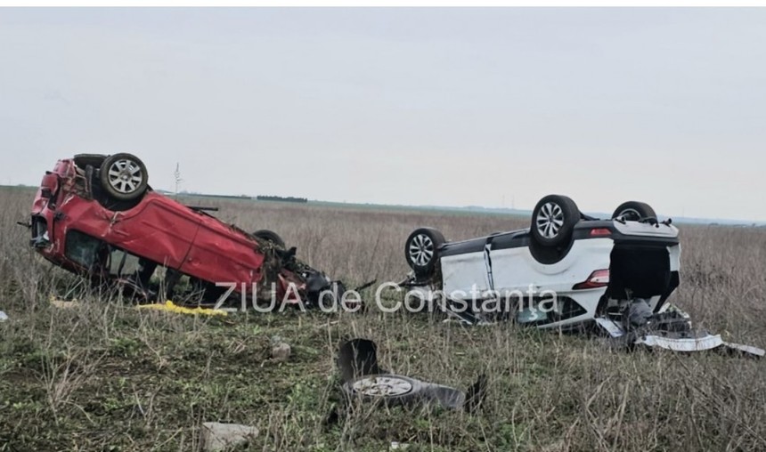 Accident grav în apropierea bazei militare NATO „Mihail Kogălniceanu”. Două autoturisme au rupt gardul bazei după ce s-au ciocnit
