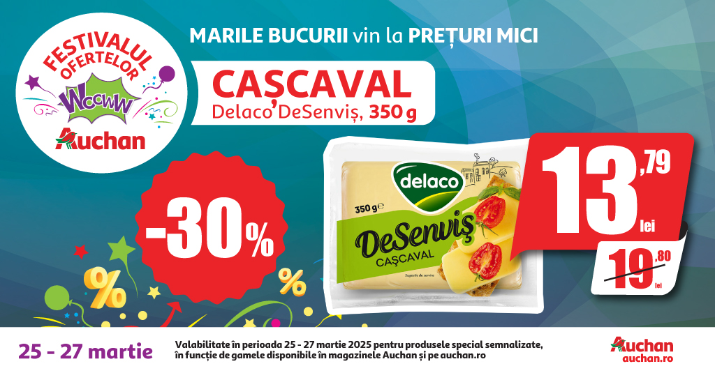 Cumpărături la prețuri mici! Auchan continuă Festivalul Reducerilor Wooww cu oferte irezistibile! (P)