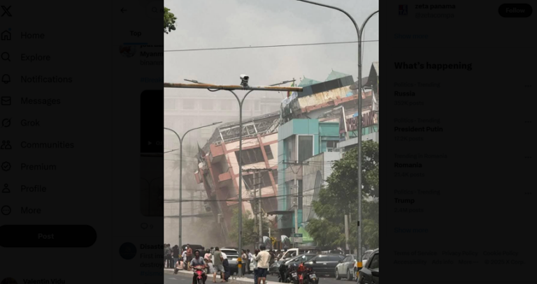 Cutremur cu magnitudinea 7,7, în Myanmar, resimţit în nordul şi centrul Thailandei