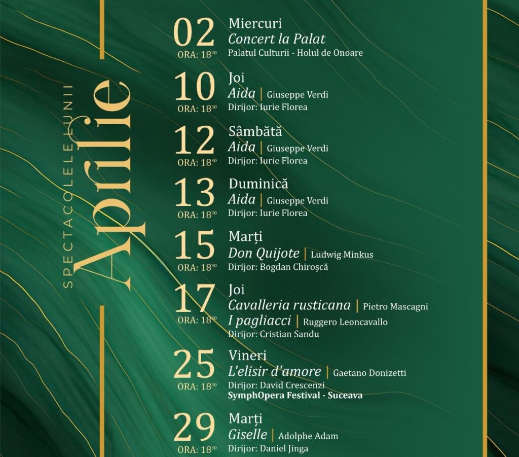  Opt spectacole ale Operei Iași în luna aprilie. Azi se pun în vânzare biletele