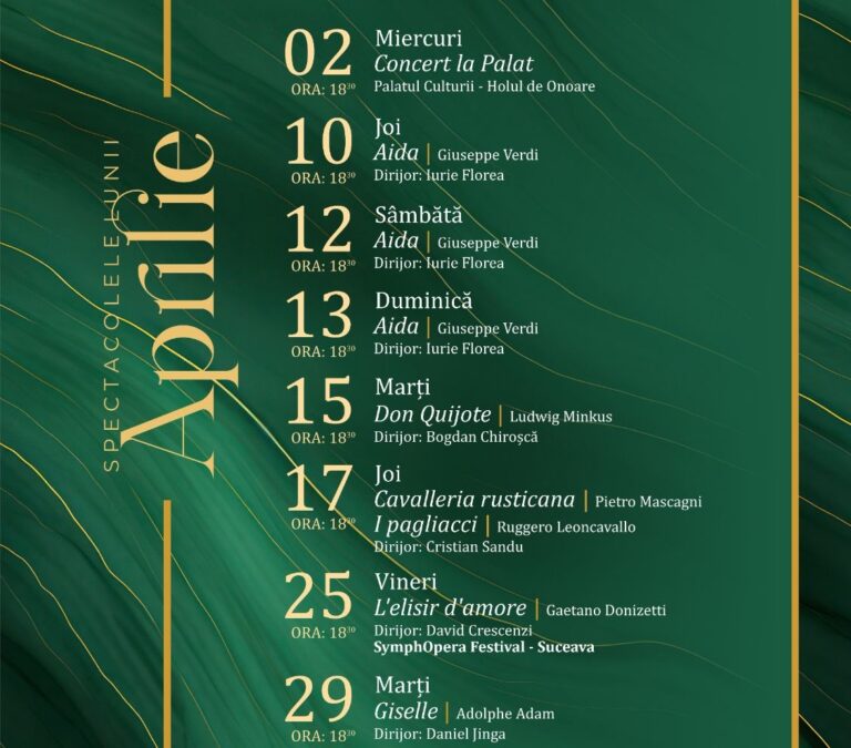 Opt spectacole ale Operei Iași în luna aprilie. Azi se pun în vânzare biletele
