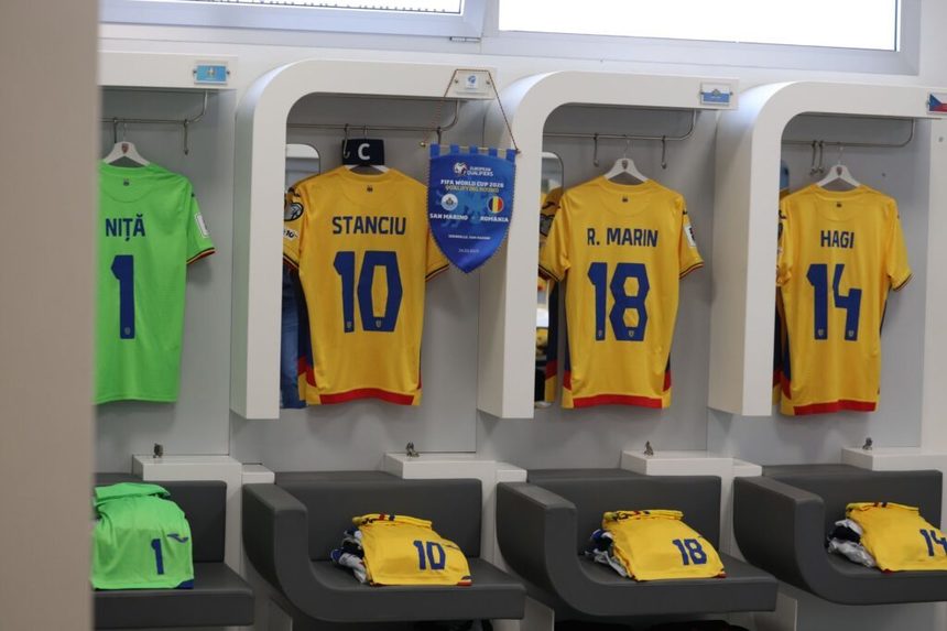  Echipa de start a României pentru meciul cu San Marino, din preliminariile CM-2026