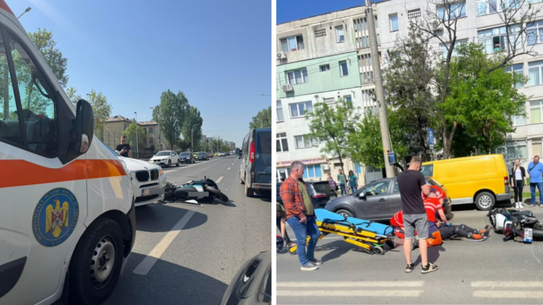 Al treilea accident la Iași în această dimineață: un BMW de Cluj a lovit o motocicletă de Vaslui pe Primăverii