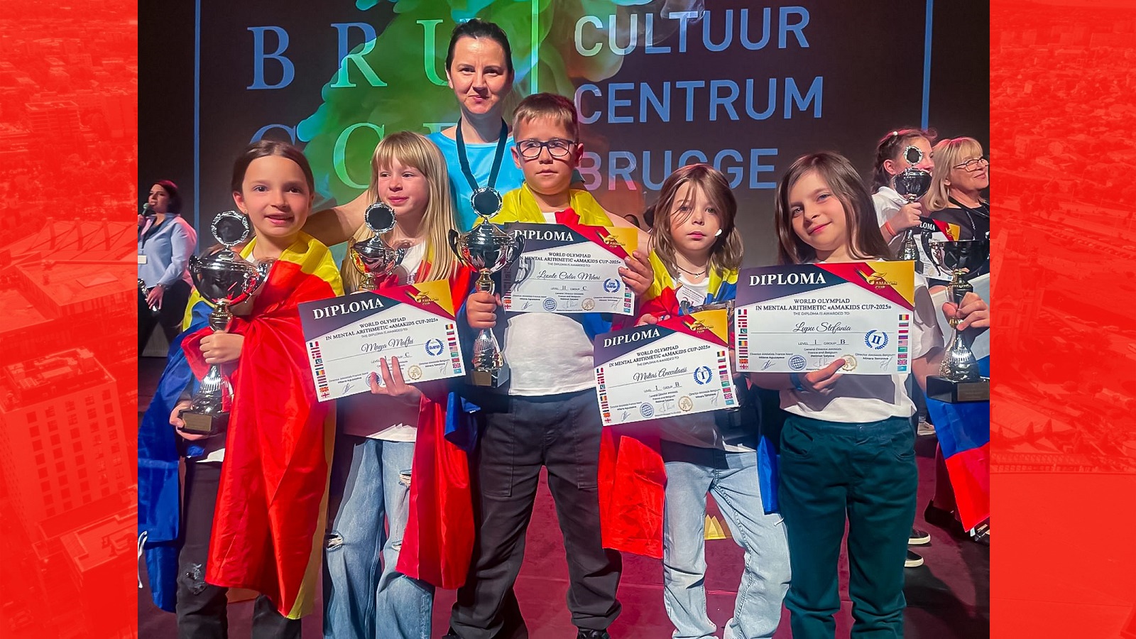 Micii matematicieni din Iași au luat cele mai mari premii la Olimpiada Internațională de Aritmetică Mentală din Belgia