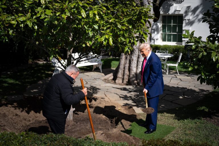 VIDEO Aroganța supremă: Trump a plantat o „MAGAnolia” în grădinile Casei Albe, folosind o lopată de aur