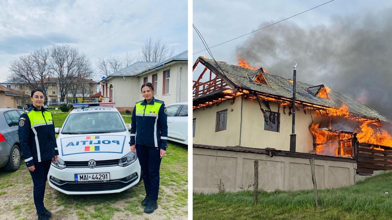 Intervenție promtă a două polițiste în cazul incendiului din Țigănași