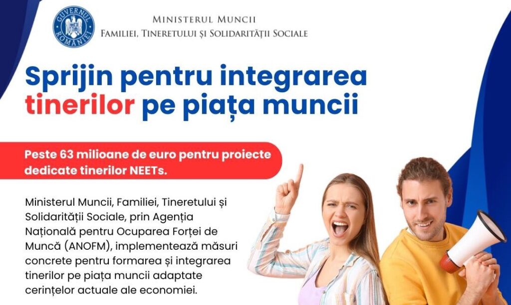 Sprijin pentru integrarea tinerilor pe piața muncii. Peste 63 de milioane de euro pentru 32 de proiecte dedicate