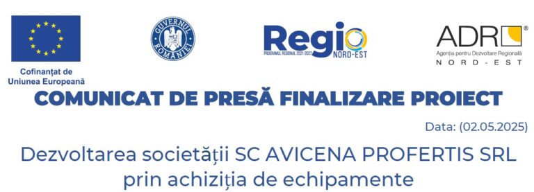 Dezvoltarea societății SC Avicena Profertis SRL prin achiziția de echipamente (P)