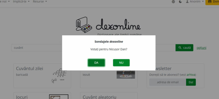 AUR, atac dur la site-ul dexonline.ro fiindcă l-ar susține pe Nicușor Dan