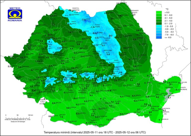 Sub zero grade azi-dimineață la Iași? Ar putea fi o „minimă record” pentru această perioadă