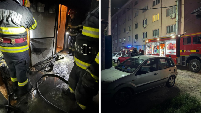 Incendiu puternic într-un bloc din Bârlad. 50 de persoane au fost evacuate