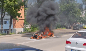 VIDEO Incendiu violent în cartierul Alexandru cel Bun: O mașină electrică a ars complet
