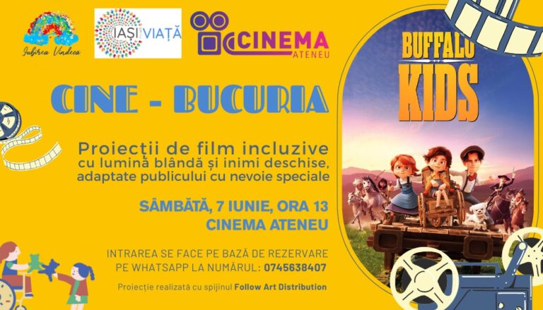Proiecție incluzivă pentru copiii cu nevoi speciale: „Buffalo Kids”, la Cinema Ateneu din Iași