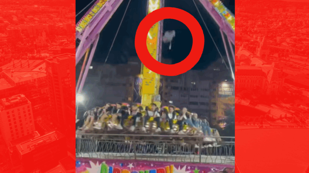  VIDEO| Incident într-un parc de distracţii din Bacău – Martorii au surprins momentul în care o bucată dintr-o instalaţie s-a desprins în timpul funcţionării şi a căzut