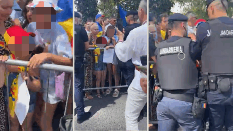 Jandarmii, acuzaţi că au împins cu gardurile de protecţie mai mulţi copii, la sediul IPJ Ilfov unde s-au strâns susţinători ai lui Călin Georgescu