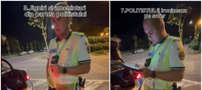  VIDEO| Polițist de la Rutieră, surprins în timp ce înjură un șofer și îl amenință cu un „drugtest special”: „Avem unul pentru dumneavoastră!”
