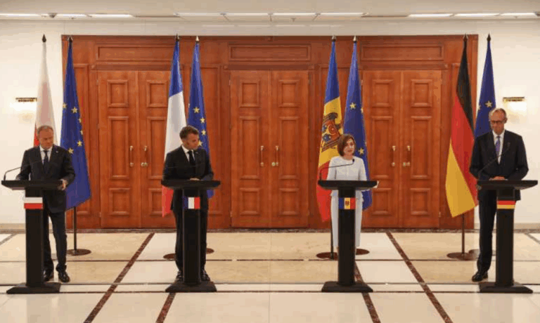 Merz, Macron și Tusk și-au exprimat sprijinul pentru aderarea R. Moldova la UE și au promis solidaritate în fața Rusiei
