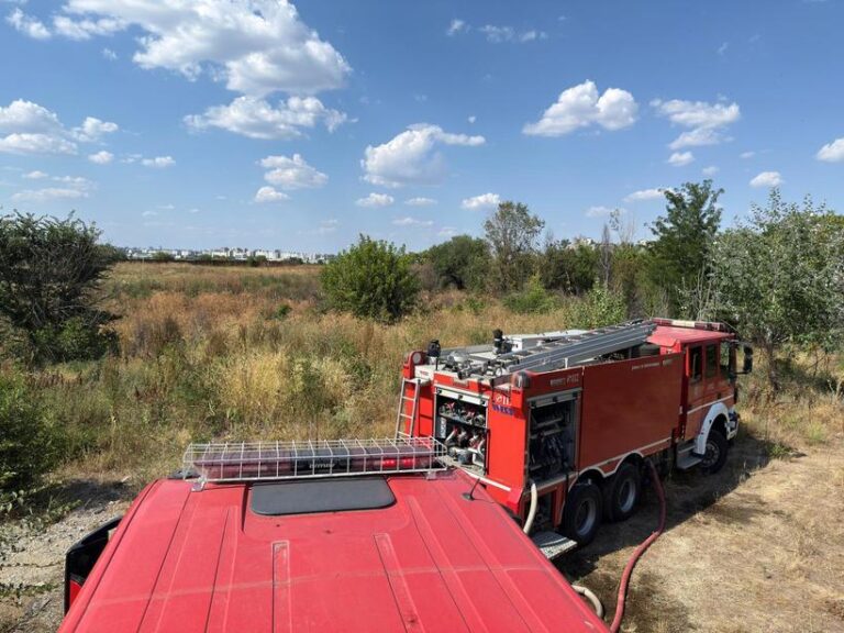 Incendiu de vegetaţie uscată în apropiere de Delta Văcăreşti. Un bărbat a ajuns la spital