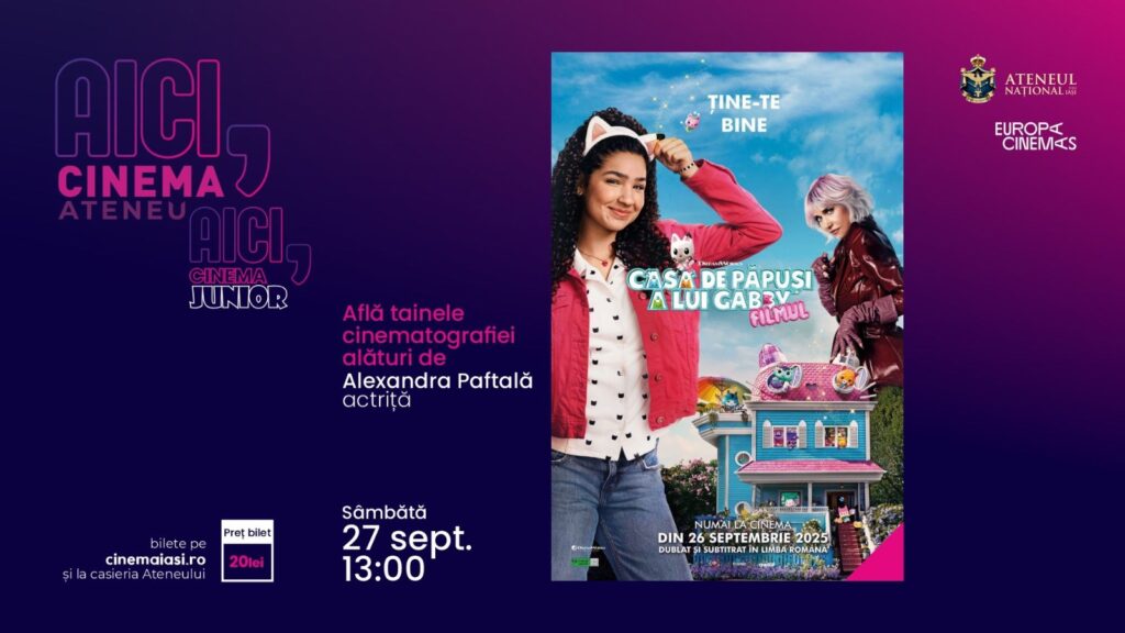  Cum apare un personaj? Copiii descoperă magia filmului și a teatrului de păpuși cu actrița Alexandra Paftală, la Cinema Ateneu