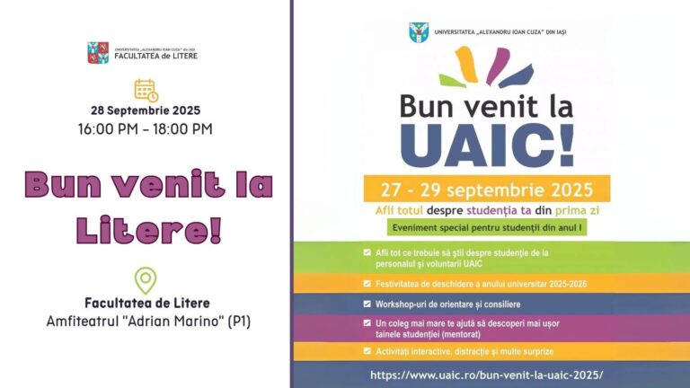 Universitatea „Cuza” întâmpină noii studenți cu ediția 2025 a evenimentului „Bun venit la UAIC”. Programul evenimentului