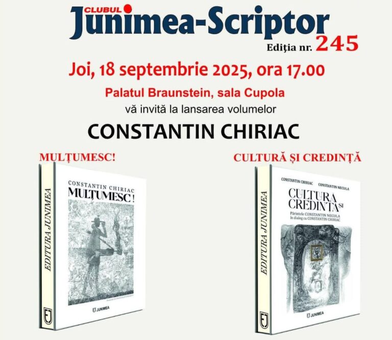 O nouă ediție a Clubului Junimea Scriptor, joi, la Palatul Braunstein