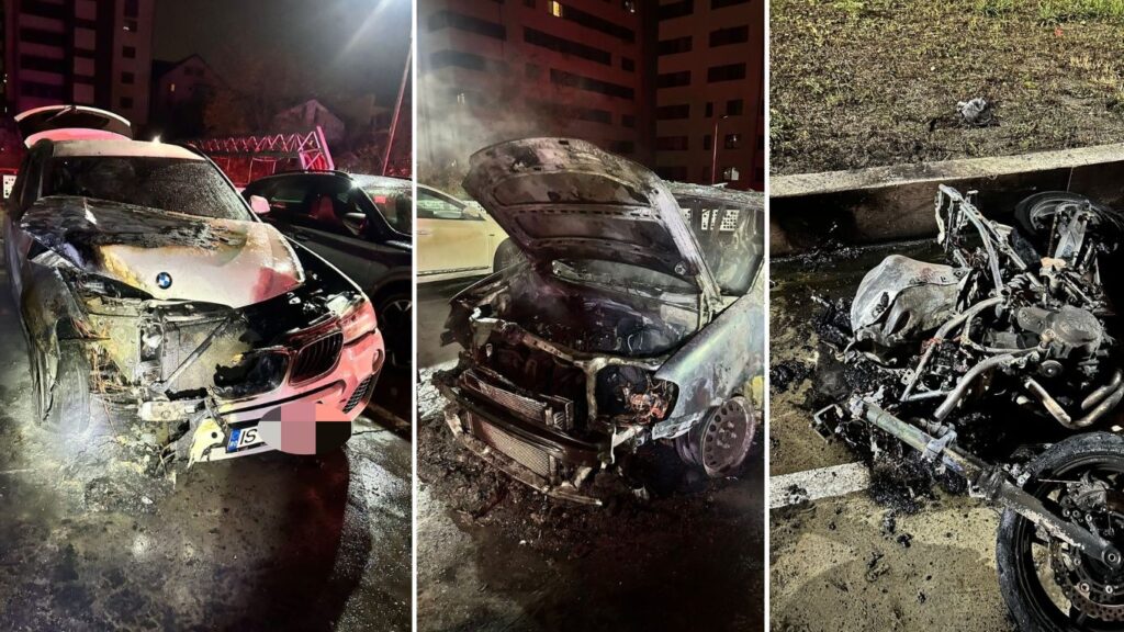  VIDEO | Mai multe mașini s-au făcut scrum în parcarea unui bloc din Rediu – UPDATE