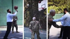 În vizită oficială în Statele Unite, preşedintele sirian a jucat baschet cu militari americani 