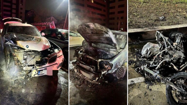 Doi arestați după incendiul care a făcut scrum mai multe mașini în complexul Contemporan din Rediu. Focul a fost pus intenționat