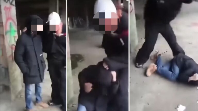 FOTO Umilință și bătaie în public în mijlocul orașului, în ajun de Crăciun. Poliția a deschis dosar penal și caută doi tineri care au bătut un copil de 13 ani